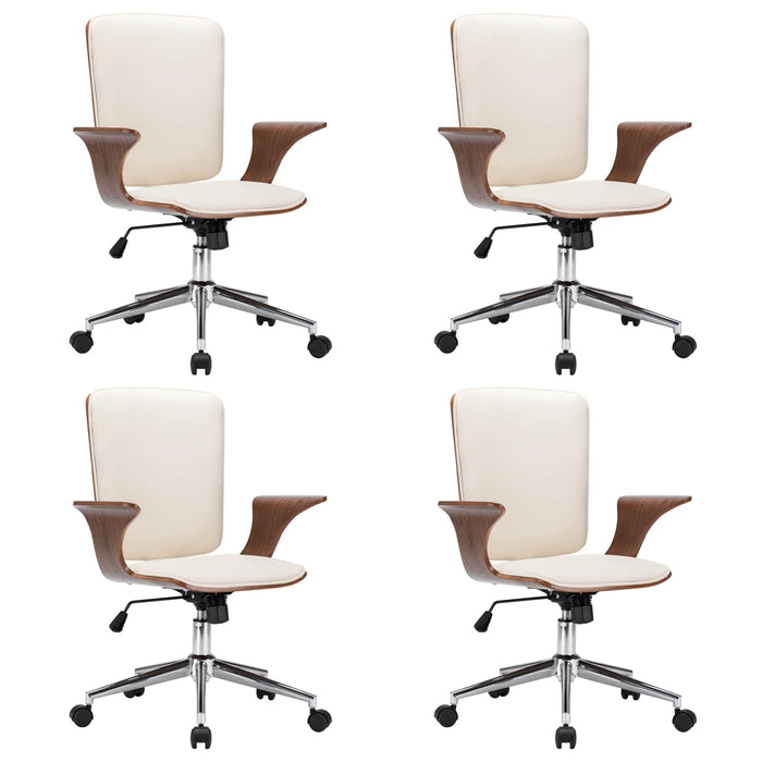 Scaune de birou rotative cu spătar 4 buc. Piele artificială WALTI
