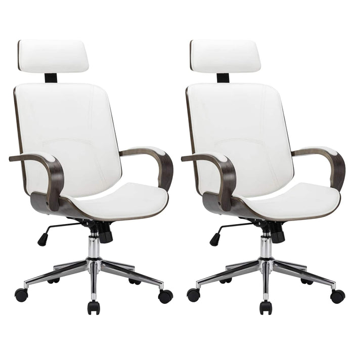 Scaune de birou rotative cu spătar 2 buc. Piele artificială WALTI