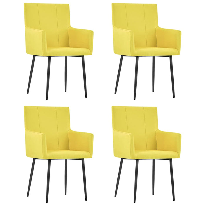 Scaune de bucătărie cu cotiere, 4 buc., galben, material textil WALTI