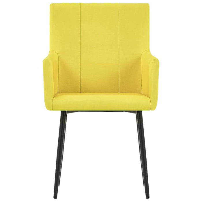 Scaune de bucătărie cu cotiere, 4 buc., galben, material textil WALTI