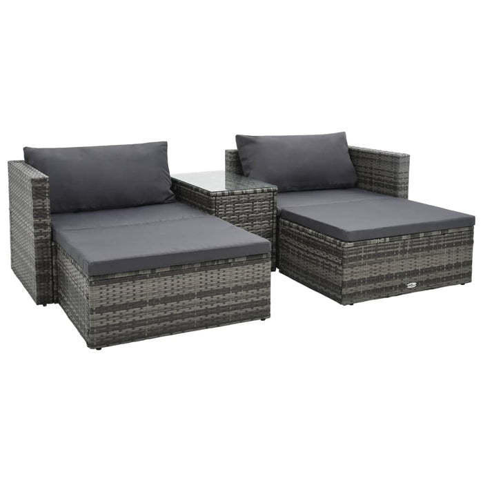 Set mobilier de grădină cu perne, 5 piese, gri, poliratan - WALTI WALTI