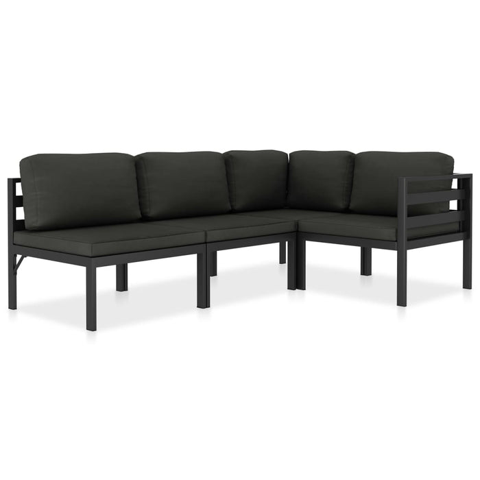 Set mobilier de grădină cu perne, 4 piese, antracit, aluminiu - WALTI WALTI