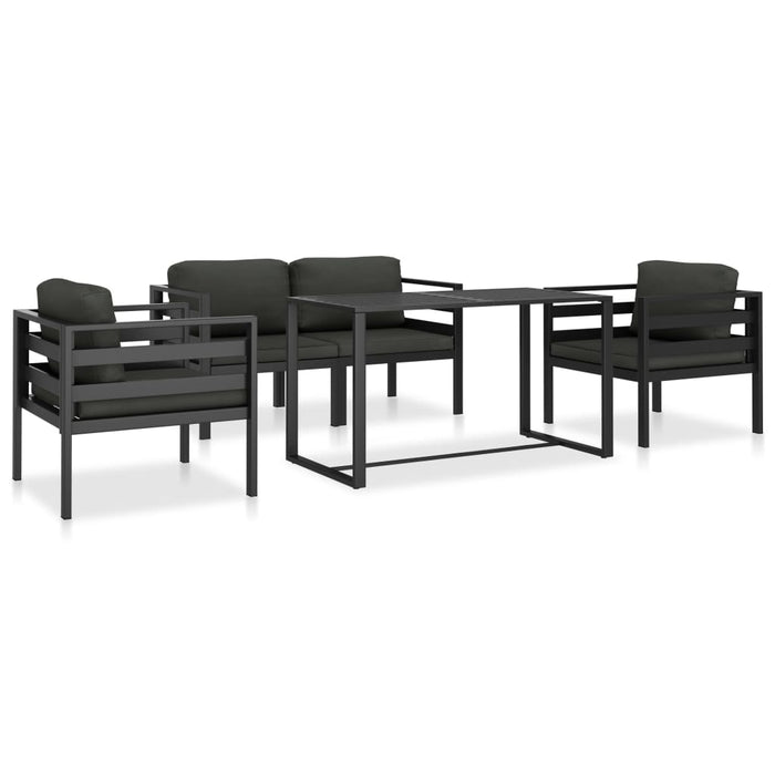 Set mobilier de grădină cu perne, 5 piese, antracit, aluminiu WALTI