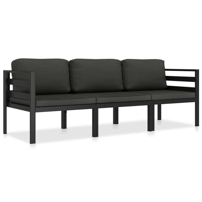 Set mobilier de grădină cu perne, 3 piese, antracit, aluminiu - WALTI WALTI