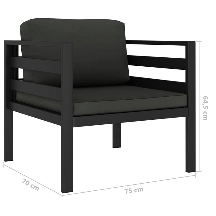Canapea de 1 persoană cu perne, antracit, aluminiu - WALTI WALTI