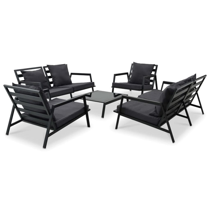 Set mobilier de grădină cu perne, 5 piese, gri închis, aluminiu - WALTI WALTI