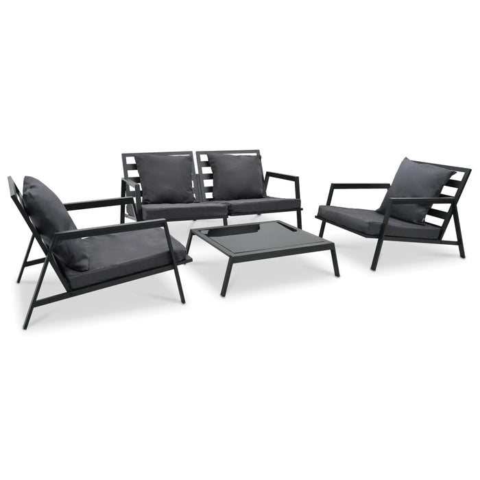 Set mobilier grădină cu perne, 4 piese, gri, închis aluminiu - WALTI WALTI