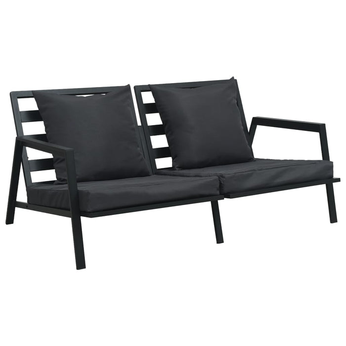 Set mobilier grădină cu perne, 4 piese, gri, închis aluminiu - WALTI WALTI