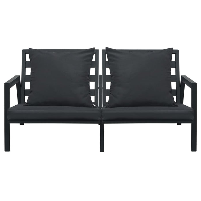 Set mobilier grădină cu perne, 4 piese, gri, închis aluminiu - WALTI WALTI