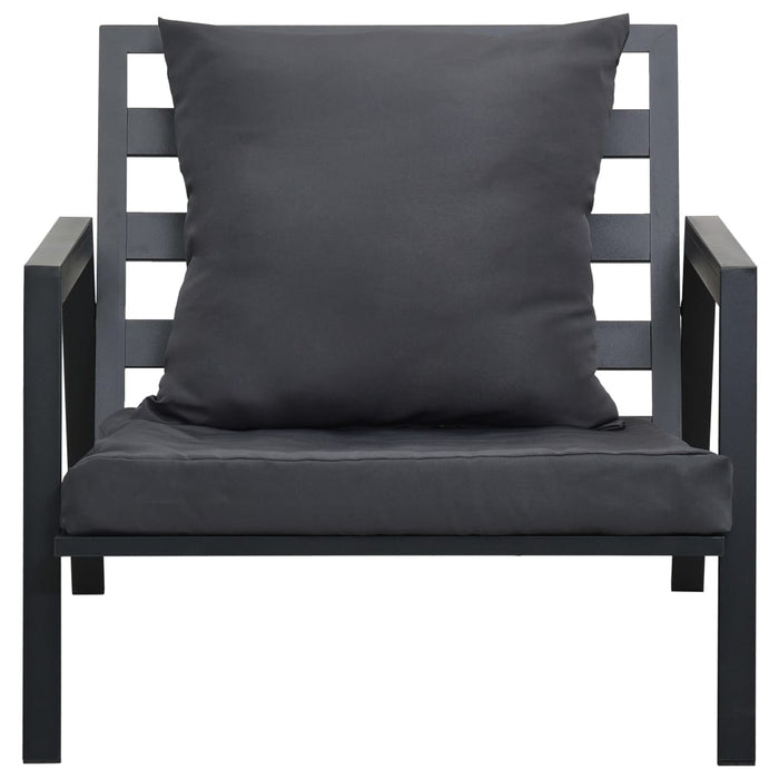 Set mobilier grădină cu perne, 4 piese, gri, închis aluminiu - WALTI WALTI