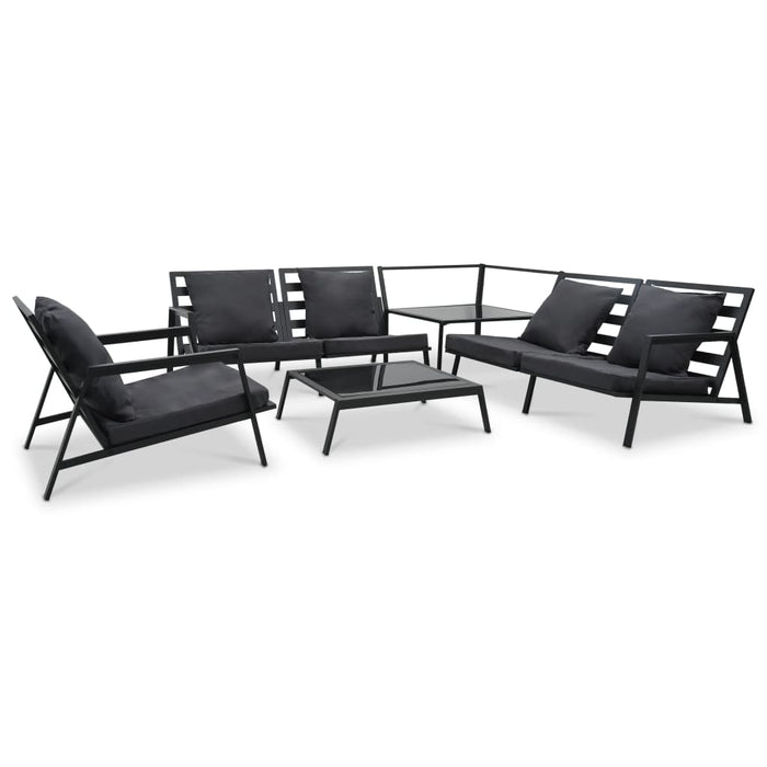 Set mobilier grădină cu perne 5 piese gri închis aluminiu - WALTI WALTI