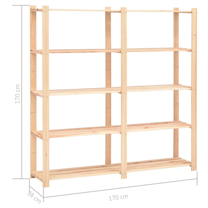 Etajere cu 5 niveluri, 10 buc, 170x38x170 cm, pin masiv, 500 kg - WALTI WALTI