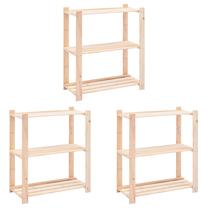 Rafturi depozitare 3 niveluri 3 buc. 80x38x90cm pin masiv 150kg - WALTI WALTI
