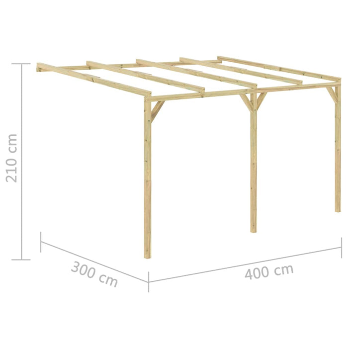 Pergolă de perete, 4 x 3 x 2,1 m, lemn WALTI