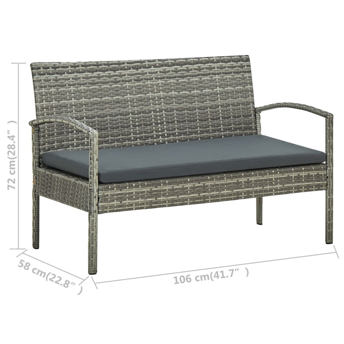 Set mobilier de grădină cu perne, 4 piese, gri, poliratan - WALTI WALTI