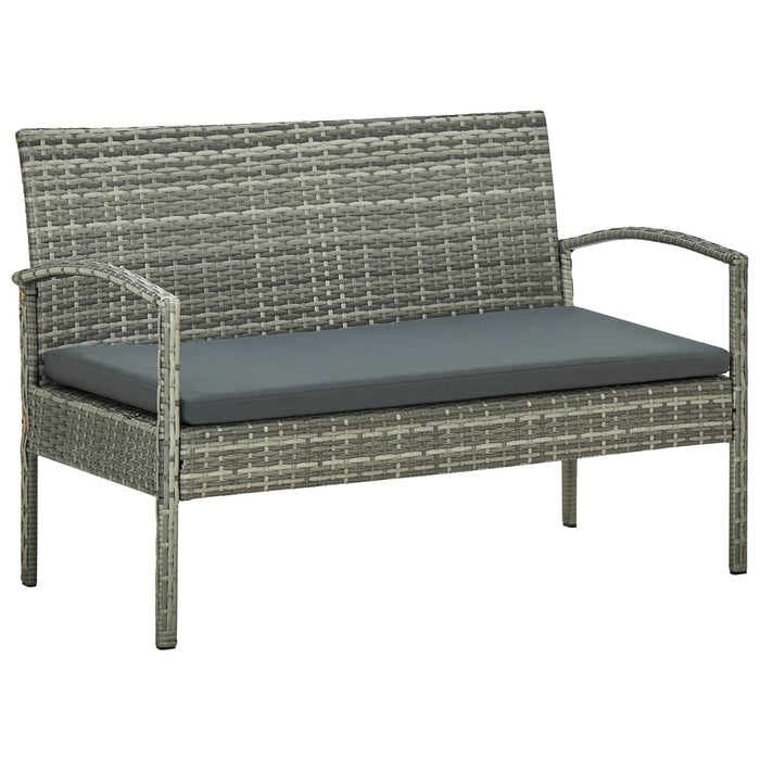 Set mobilier de grădină cu perne, 4 piese, gri, poliratan - WALTI WALTI