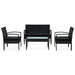 Set mobilier de grădină cu perne, 4 piese, negru, poliratan - WALTI WALTI