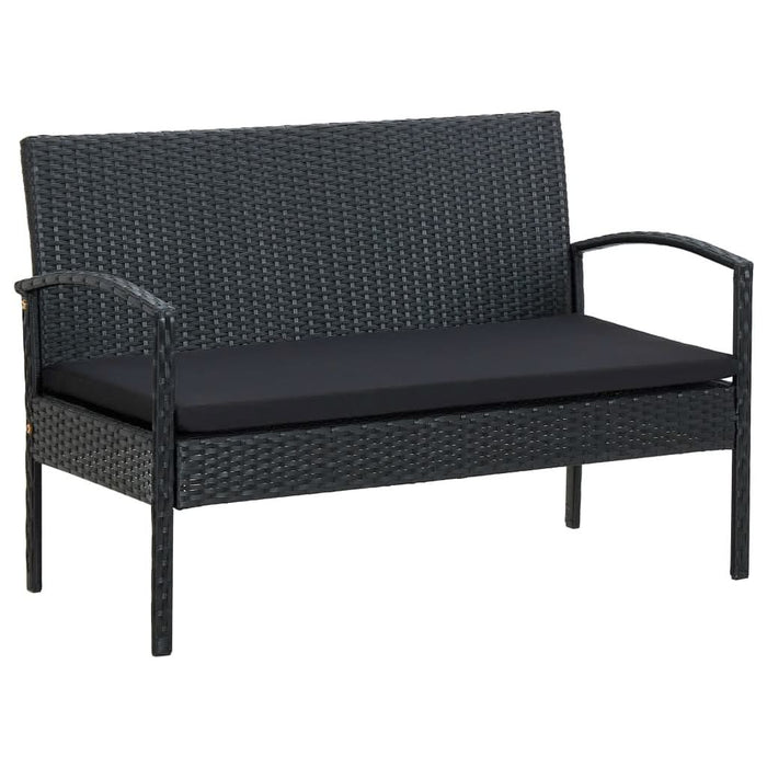 Set mobilier de grădină cu perne, 4 piese, negru, poliratan - WALTI WALTI