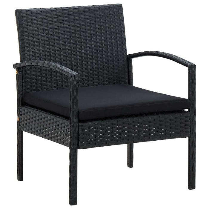 Set mobilier de grădină cu perne, 4 piese, negru, poliratan - WALTI WALTI