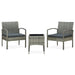 Set mobilier bistro cu perne, 3 piese, gri, poliratan - WALTI WALTI