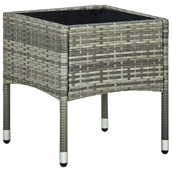 Set mobilier bistro cu perne, 3 piese, gri, poliratan - WALTI WALTI