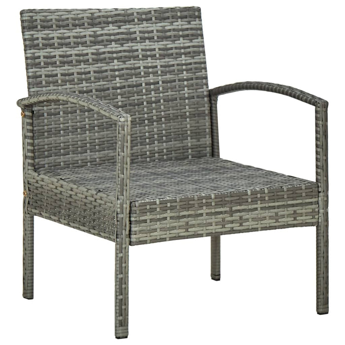 Set mobilier bistro cu perne, 3 piese, gri, poliratan - WALTI WALTI