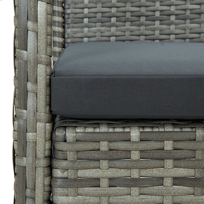 Set mobilier bistro cu perne, 3 piese, gri, poliratan - WALTI WALTI