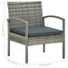 Set mobilier bistro cu perne, 3 piese, gri, poliratan - WALTI WALTI