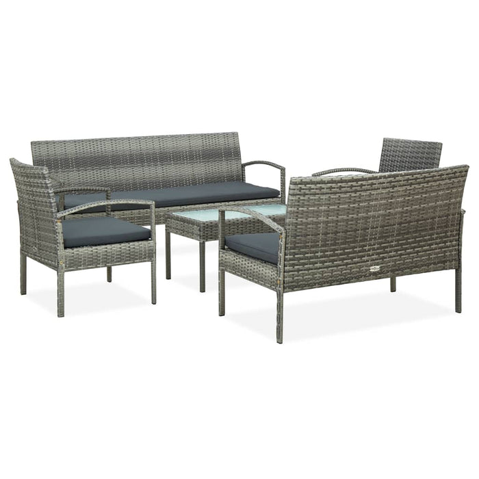 Set mobilier de grădină cu perne, 5 piese, gri, poliratan - WALTI WALTI