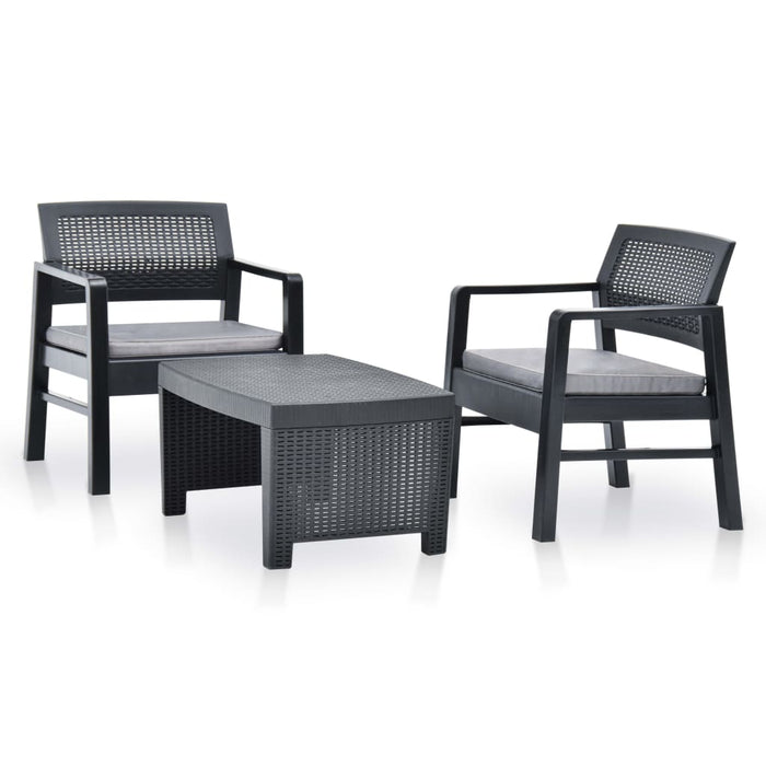 Set mobilier de grădină, 3 piese, antracit, plastic - WALTI WALTI