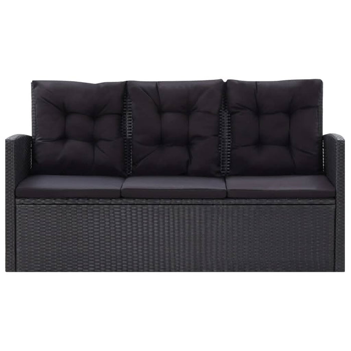 Set mobilier de grădină cu perne, 6 piese, negru, poliratan WALTI