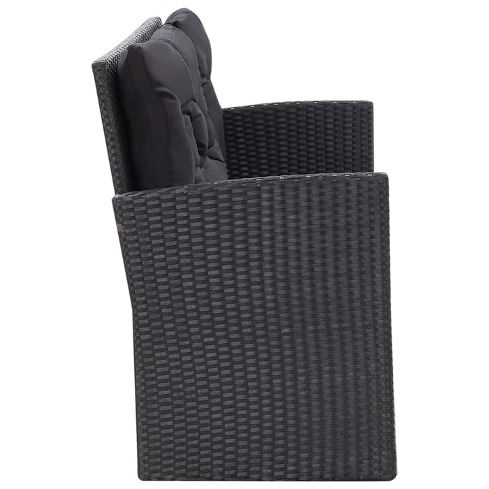 Set mobilier de grădină cu perne, 6 piese, negru, poliratan WALTI