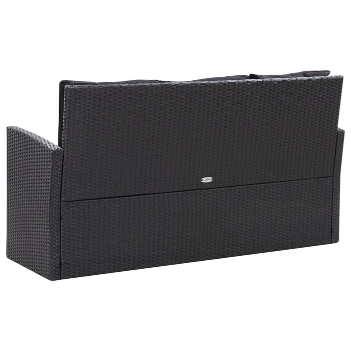 Set mobilier de grădină cu perne, 6 piese, negru, poliratan WALTI