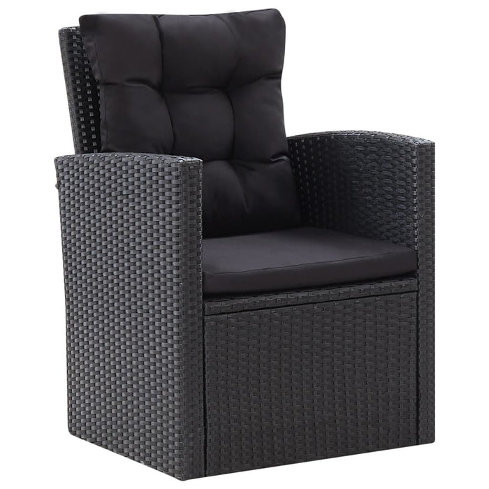 Set mobilier de grădină cu perne, 6 piese, negru, poliratan WALTI