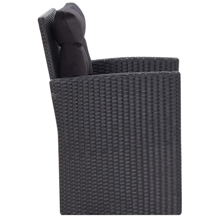 Set mobilier de grădină cu perne, 6 piese, negru, poliratan WALTI