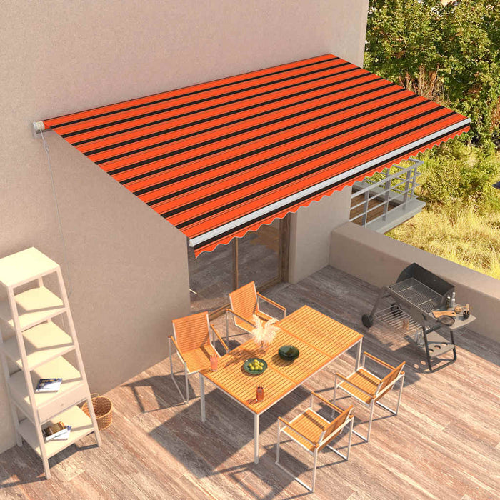 Copertină retractabilă automat, portocaliu & maro, 600x300 cm WALTI