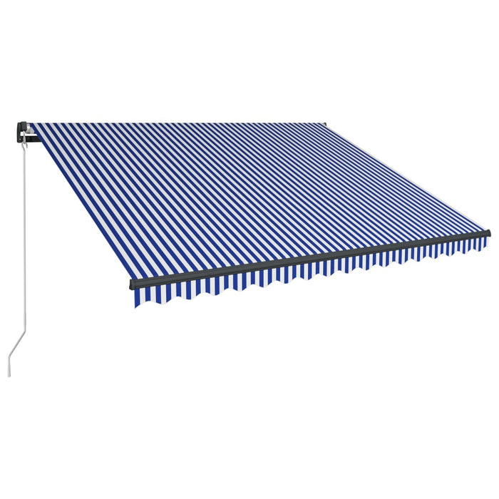 Copertină retractabilă manual LED, albastru și alb, 400x300 cm WALTI