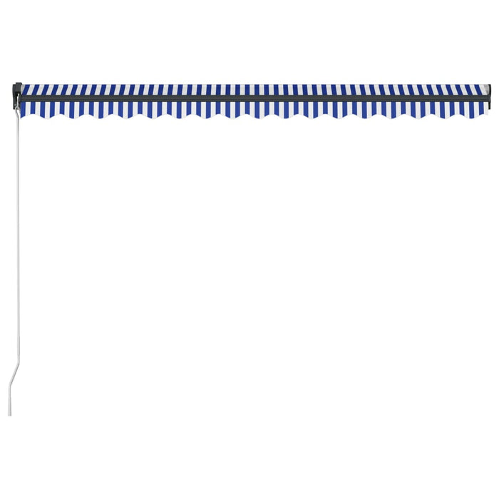 Copertină retractabilă manual LED, albastru și alb, 400x300 cm WALTI