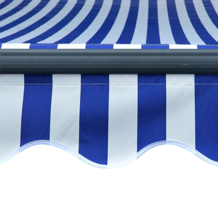 Copertină retractabilă manual LED, albastru și alb, 400x300 cm WALTI