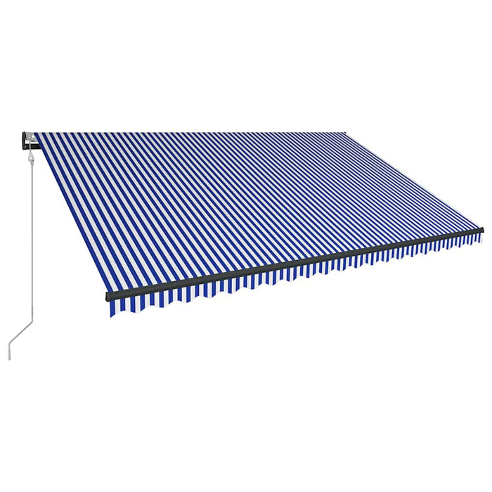 Copertină cu senzor vânt & LED, albastru & alb, 500x300 cm - WALTI WALTI