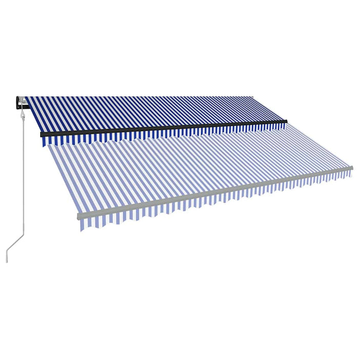 Copertină cu senzor vânt & LED, albastru & alb, 500x300 cm - WALTI WALTI