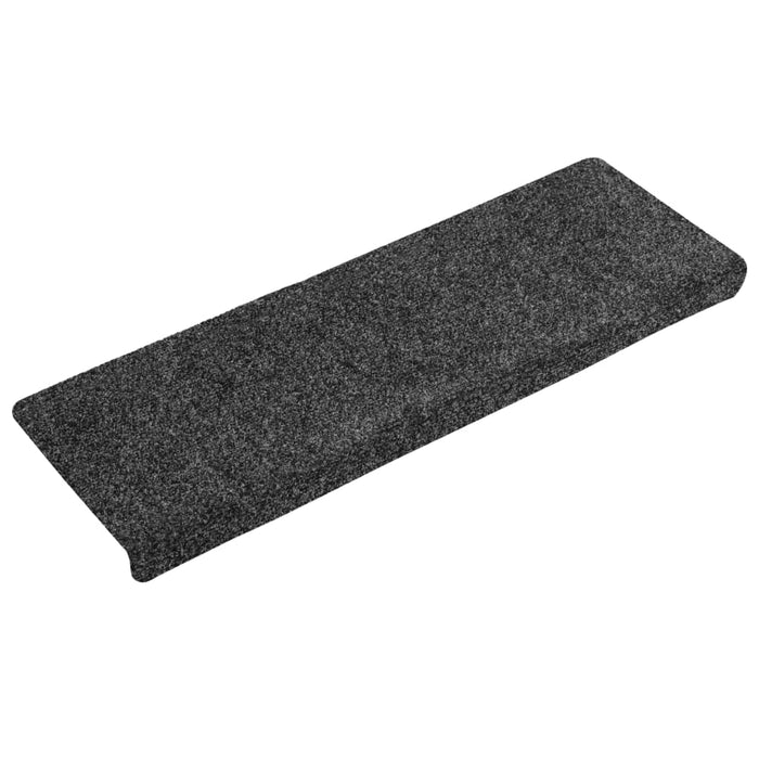Covorașe scări autoadezive, 15 buc., 65x21x4 cm, gri închis, cu margine dreptunghiulară WALTI