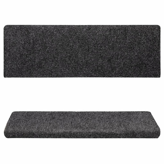 Covorașe scări autoadezive, 15 buc., 65x21x4 cm, gri închis, cu margine dreptunghiulară WALTI