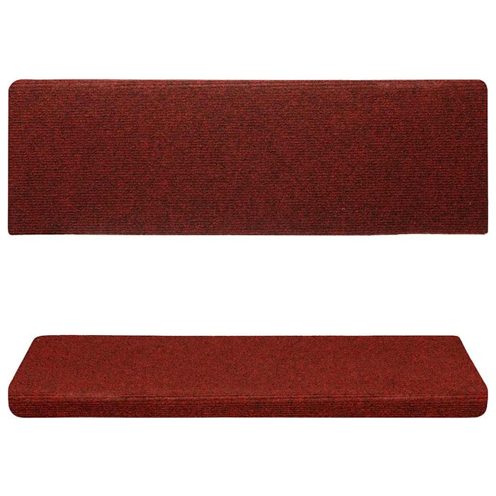 Covorașe pentru scări autoadezive, 15 buc., 65x21x4 cm, margini dreptunghiulare, roșu bordeaux WALTI