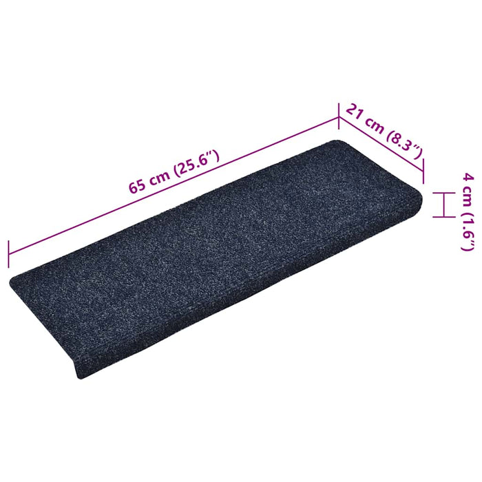 Covorașe scări autoadezive, 15 buc., 65x21x4 cm, margini dreptunghiulare albastre WALTI