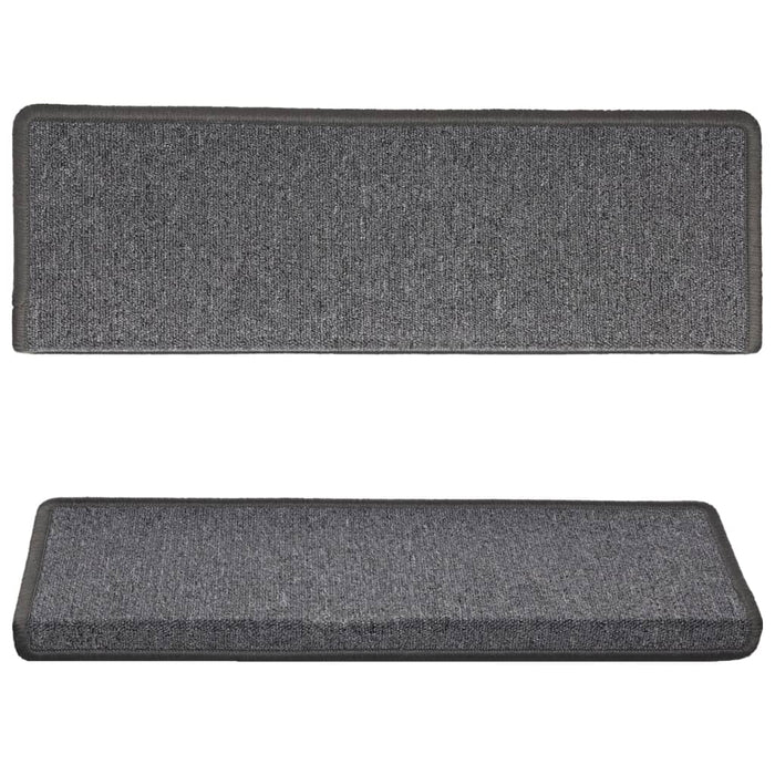 Covorașe pentru scări, 15 buc., 65x21x4 cm, gri închis, cu margini dreptunghiulare WALTI
