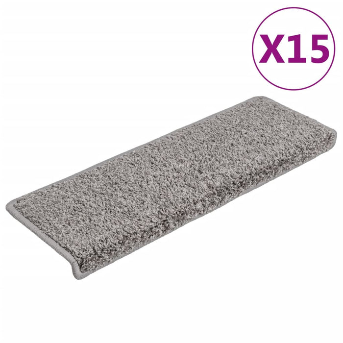 Covorașe pentru scări, 15 buc., 65x21x4 cm, gri, cu margini dreptunghiulare WALTI