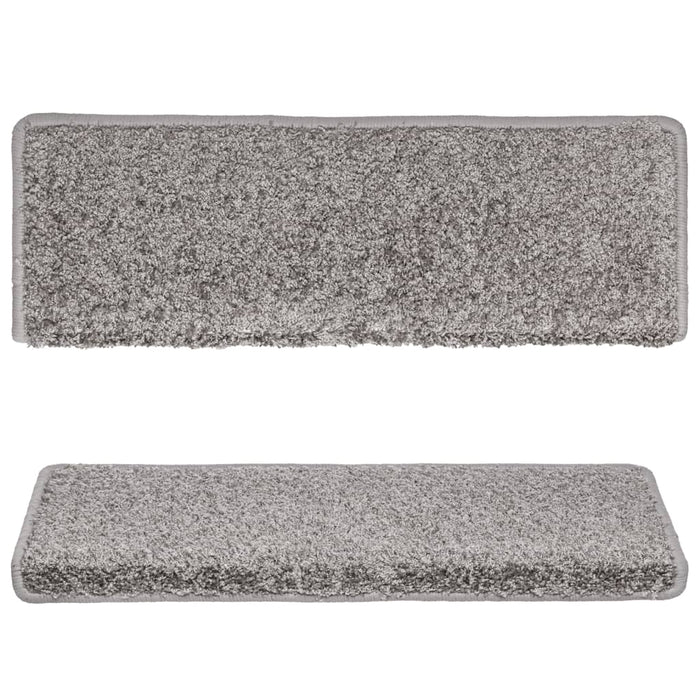 Covorașe pentru scări, 15 buc., 65x21x4 cm, gri, cu margini dreptunghiulare WALTI
