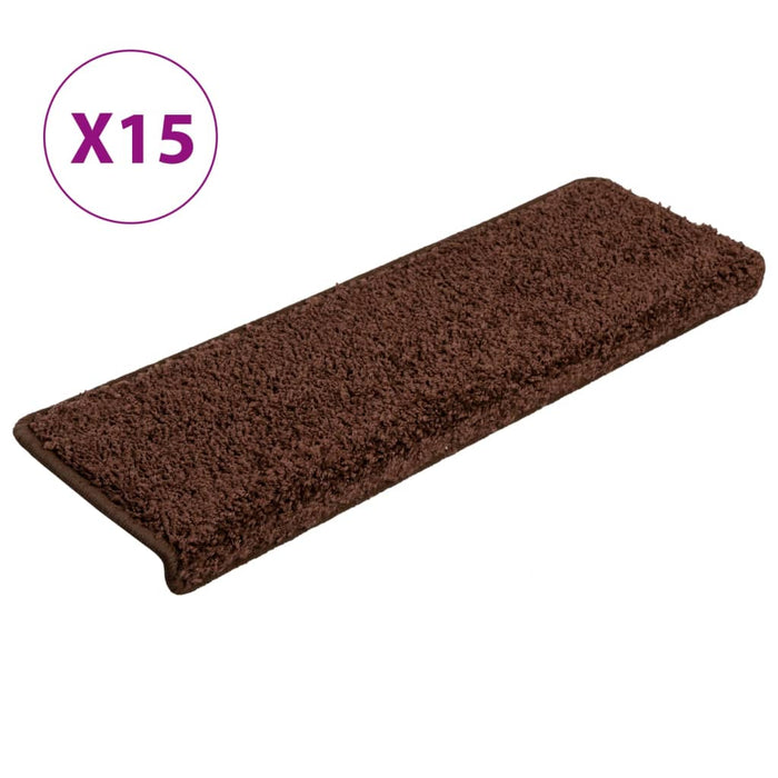 Covorașe pentru scări, 15 buc., 65x21x4 cm, maro, cu margini dreptunghiulare WALTI