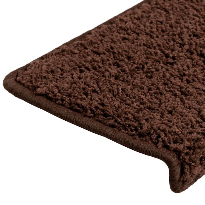 Covorașe pentru scări, 15 buc., 65x21x4 cm, maro, cu margini dreptunghiulare WALTI